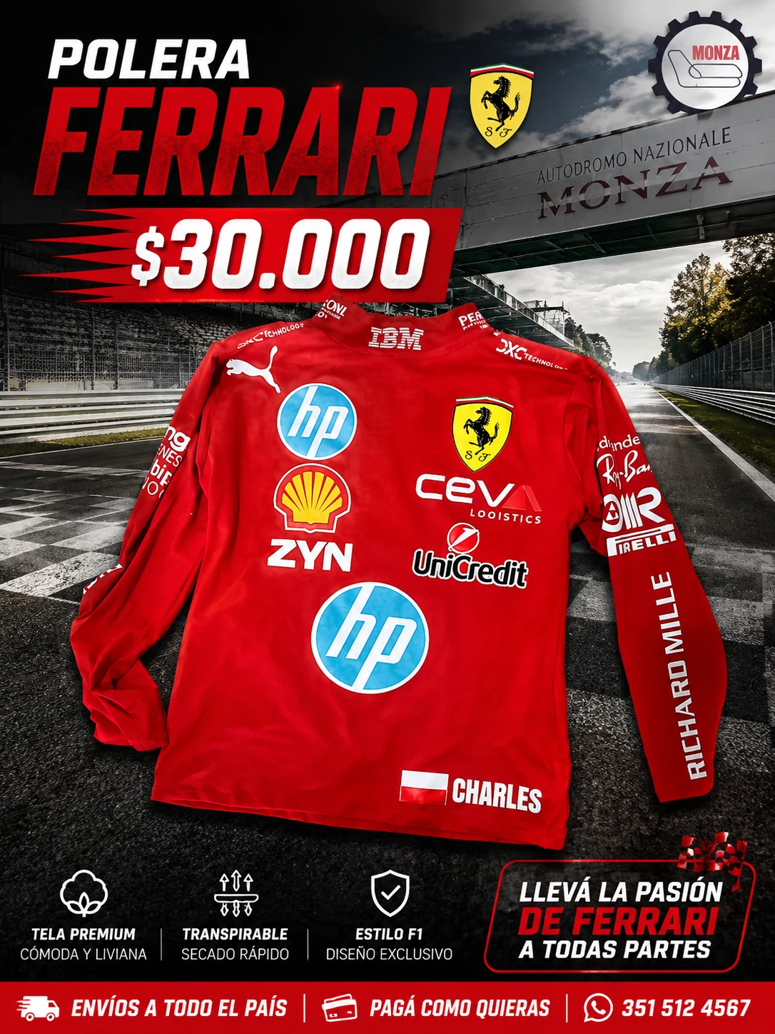 Polera termica ferrari